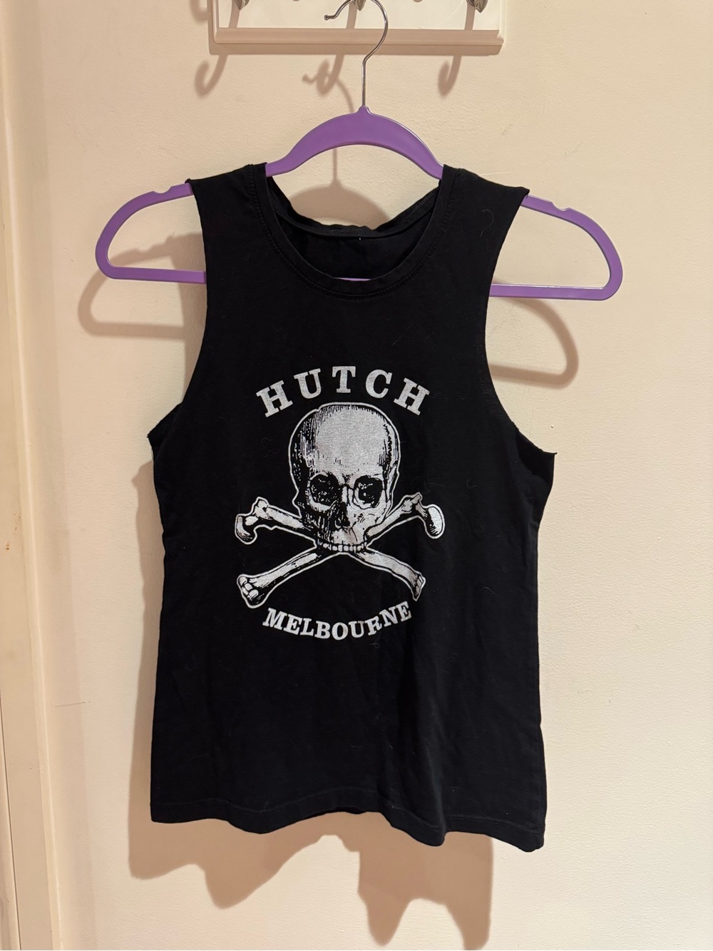 Hutch Black Tank Top with White Skull Graphic